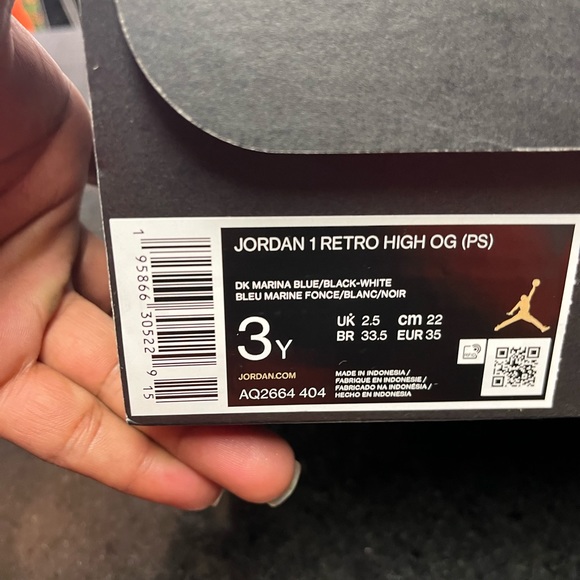 Jordan high Og blue & black sz 3y - Picture 7 of 7